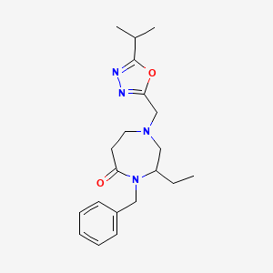 4-benzyl-3-ethyl-1-[(5-isopropyl-1,3,4-oxadiazol-2-yl)methyl]-1,4-diazepan-5-one