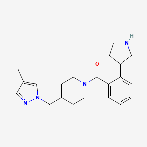 molecular formula C21H28N4O B5331690 4-[(4-methyl-1H-pyrazol-1-yl)methyl]-1-[2-(3-pyrrolidinyl)benzoyl]piperidine hydrochloride 