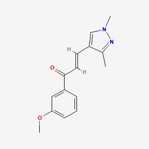 molecular formula C15H16N2O2 B5331720 3-(1,3-dimethyl-1H-pyrazol-4-yl)-1-(3-methoxyphenyl)-2-propen-1-one 