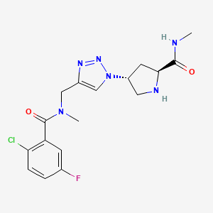 molecular formula C17H20ClFN6O2 B5331817 (4R)-4-(4-{[(2-chloro-5-fluorobenzoyl)(methyl)amino]methyl}-1H-1,2,3-triazol-1-yl)-N-methyl-L-prolinamide hydrochloride 