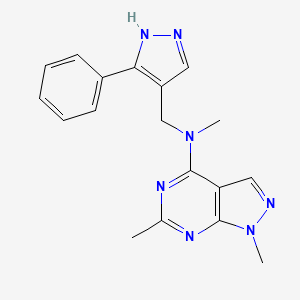 molecular formula C18H19N7 B5332075 N,1,6-trimethyl-N-[(5-phenyl-1H-pyrazol-4-yl)methyl]pyrazolo[3,4-d]pyrimidin-4-amine 