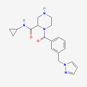 molecular formula C19H23N5O2 B5332117 N-cyclopropyl-1-[3-(1H-pyrazol-1-ylmethyl)benzoyl]-2-piperazinecarboxamide 