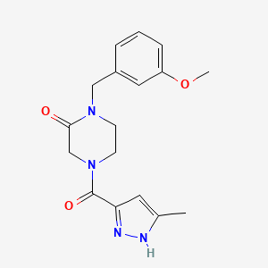 1-(3-methoxybenzyl)-4-[(3-methyl-1H-pyrazol-5-yl)carbonyl]piperazin-2-one