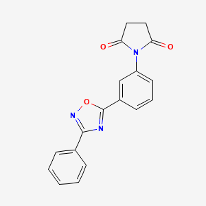 molecular formula C18H13N3O3 B5332259 1-[3-(3-phenyl-1,2,4-oxadiazol-5-yl)phenyl]-2,5-pyrrolidinedione 