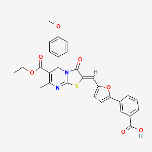 3-(5-{[6-(ethoxycarbonyl)-5-(4-methoxyphenyl)-7-methyl-3-oxo-5H-[1,3]thiazolo[3,2-a]pyrimidin-2(3H)-ylidene]methyl}-2-furyl)benzoic acid