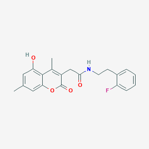 molecular formula C21H20FNO4 B5332356 N-[2-(2-fluorophenyl)ethyl]-2-(5-hydroxy-4,7-dimethyl-2-oxo-2H-chromen-3-yl)acetamide 