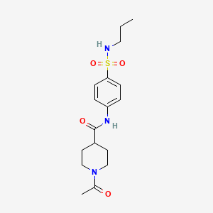 molecular formula C17H25N3O4S B5332386 1-acetyl-N-{4-[(propylamino)sulfonyl]phenyl}-4-piperidinecarboxamide 