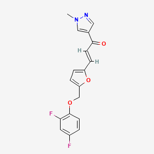 molecular formula C18H14F2N2O3 B5332403 3-{5-[(2,4-difluorophenoxy)methyl]-2-furyl}-1-(1-methyl-1H-pyrazol-4-yl)-2-propen-1-one 