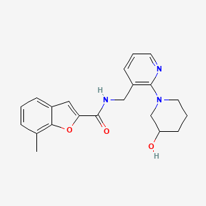 molecular formula C21H23N3O3 B5332404 N-{[2-(3-hydroxypiperidin-1-yl)pyridin-3-yl]methyl}-7-methyl-1-benzofuran-2-carboxamide 