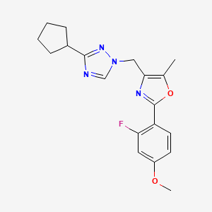 3-cyclopentyl-1-{[2-(2-fluoro-4-methoxyphenyl)-5-methyl-1,3-oxazol-4-yl]methyl}-1H-1,2,4-triazole