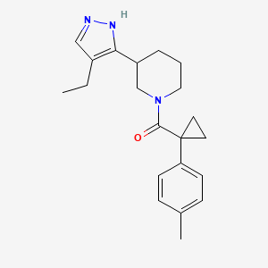 molecular formula C21H27N3O B5332419 3-(4-ethyl-1H-pyrazol-5-yl)-1-{[1-(4-methylphenyl)cyclopropyl]carbonyl}piperidine 