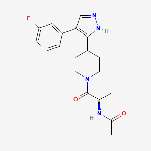 molecular formula C19H23FN4O2 B5332475 N-((1R)-2-{4-[4-(3-fluorophenyl)-1H-pyrazol-5-yl]piperidin-1-yl}-1-methyl-2-oxoethyl)acetamide 