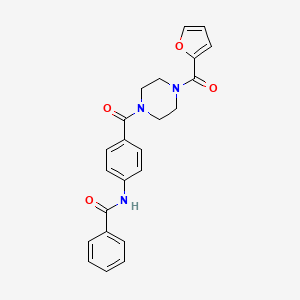 molecular formula C23H21N3O4 B5332517 N-(4-{[4-(2-furoyl)-1-piperazinyl]carbonyl}phenyl)benzamide 