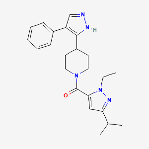 molecular formula C23H29N5O B5332559 1-[(1-ethyl-3-isopropyl-1H-pyrazol-5-yl)carbonyl]-4-(4-phenyl-1H-pyrazol-5-yl)piperidine 