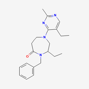 molecular formula C21H28N4O B5332610 4-benzyl-3-ethyl-1-(5-ethyl-2-methylpyrimidin-4-yl)-1,4-diazepan-5-one 