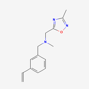 molecular formula C14H17N3O B5332671 N-methyl-1-(3-methyl-1,2,4-oxadiazol-5-yl)-N-(3-vinylbenzyl)methanamine 