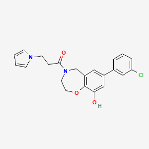 molecular formula C22H21ClN2O3 B5332682 7-(3-chlorophenyl)-4-[3-(1H-pyrrol-1-yl)propanoyl]-2,3,4,5-tetrahydro-1,4-benzoxazepin-9-ol 