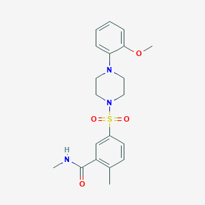 molecular formula C20H25N3O4S B5332772 5-{[4-(2-methoxyphenyl)-1-piperazinyl]sulfonyl}-N,2-dimethylbenzamide 