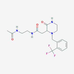 molecular formula C18H23F3N4O3 B5332832 N-[2-(acetylamino)ethyl]-2-{3-oxo-1-[2-(trifluoromethyl)benzyl]-2-piperazinyl}acetamide 