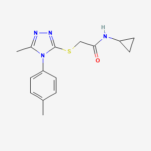 molecular formula C15H18N4OS B5332883 N-cyclopropyl-2-{[5-methyl-4-(4-methylphenyl)-4H-1,2,4-triazol-3-yl]thio}acetamide 