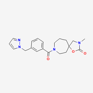 molecular formula C20H24N4O3 B5332929 3-methyl-8-[3-(1H-pyrazol-1-ylmethyl)benzoyl]-1-oxa-3,8-diazaspiro[4.6]undecan-2-one 