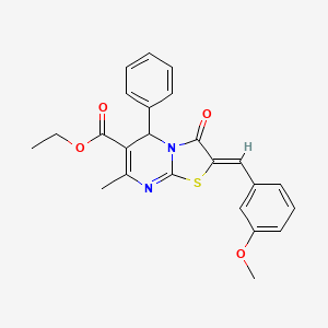 molecular formula C24H22N2O4S B5332996 ethyl 2-(3-methoxybenzylidene)-7-methyl-3-oxo-5-phenyl-2,3-dihydro-5H-[1,3]thiazolo[3,2-a]pyrimidine-6-carboxylate 