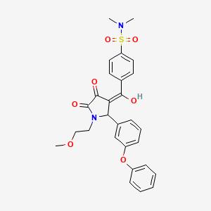 molecular formula C28H28N2O7S B5333007 4-{[4-hydroxy-1-(2-methoxyethyl)-5-oxo-2-(3-phenoxyphenyl)-2,5-dihydro-1H-pyrrol-3-yl]carbonyl}-N,N-dimethylbenzenesulfonamide 