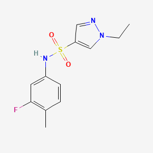 molecular formula C12H14FN3O2S B5333051 1-ethyl-N-(3-fluoro-4-methylphenyl)-1H-pyrazole-4-sulfonamide 