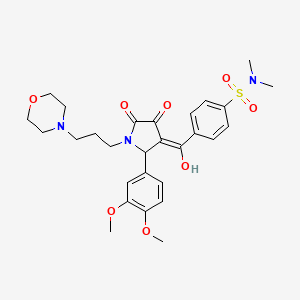 molecular formula C28H35N3O8S B5333086 4-({2-(3,4-dimethoxyphenyl)-4-hydroxy-1-[3-(4-morpholinyl)propyl]-5-oxo-2,5-dihydro-1H-pyrrol-3-yl}carbonyl)-N,N-dimethylbenzenesulfonamide 