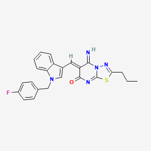 (6Z)-6-({1-[(4-FLUOROPHENYL)METHYL]-1H-INDOL-3-YL}METHYLIDENE)-5-IMINO-2-PROPYL-5H,6H,7H-[1,3,4]THIADIAZOLO[3,2-A]PYRIMIDIN-7-ONE