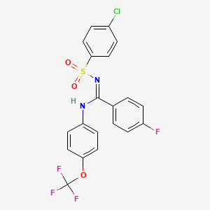 molecular formula C20H13ClF4N2O3S B5333199 N'-[(4-chlorophenyl)sulfonyl]-4-fluoro-N-[4-(trifluoromethoxy)phenyl]benzenecarboximidamide 