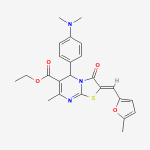 molecular formula C24H25N3O4S B5333214 ethyl 5-[4-(dimethylamino)phenyl]-7-methyl-2-[(5-methyl-2-furyl)methylene]-3-oxo-2,3-dihydro-5H-[1,3]thiazolo[3,2-a]pyrimidine-6-carboxylate 