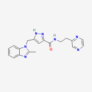 5-[(2-methyl-1H-benzimidazol-1-yl)methyl]-N-(2-pyrazin-2-ylethyl)-1H-pyrazole-3-carboxamide