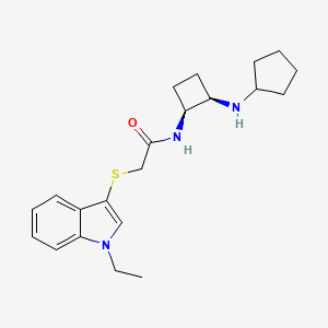 N-[(1S*,2R*)-2-(cyclopentylamino)cyclobutyl]-2-[(1-ethyl-1H-indol-3-yl)thio]acetamide