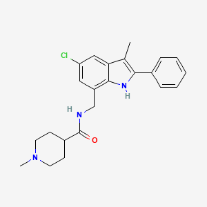 N-[(5-chloro-3-methyl-2-phenyl-1H-indol-7-yl)methyl]-1-methylpiperidine-4-carboxamide