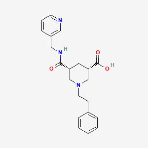 molecular formula C21H25N3O3 B5333419 (3S*,5R*)-1-(2-phenylethyl)-5-{[(3-pyridinylmethyl)amino]carbonyl}-3-piperidinecarboxylic acid 