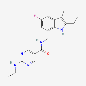 2-(ethylamino)-N-[(2-ethyl-5-fluoro-3-methyl-1H-indol-7-yl)methyl]pyrimidine-5-carboxamide