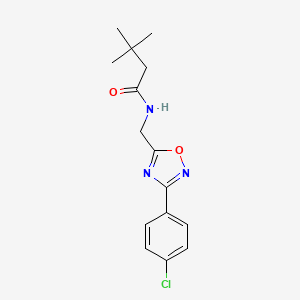 molecular formula C15H18ClN3O2 B5333554 N-{[3-(4-chlorophenyl)-1,2,4-oxadiazol-5-yl]methyl}-3,3-dimethylbutanamide 