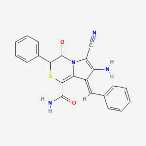 7-amino-8-benzylidene-6-cyano-4-oxo-3-phenyl-3,4-dihydro-8H-pyrrolo[2,1-c][1,4]thiazine-1-carboxamide