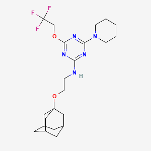 molecular formula C22H32F3N5O2 B5333599 N-[2-(1-adamantyloxy)ethyl]-4-piperidin-1-yl-6-(2,2,2-trifluoroethoxy)-1,3,5-triazin-2-amine 