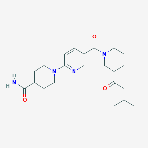 molecular formula C22H32N4O3 B5333642 1-(5-{[3-(3-methylbutanoyl)piperidin-1-yl]carbonyl}pyridin-2-yl)piperidine-4-carboxamide 