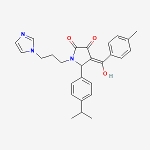 molecular formula C27H29N3O3 B5333674 3-hydroxy-1-[3-(1H-imidazol-1-yl)propyl]-5-(4-isopropylphenyl)-4-(4-methylbenzoyl)-1,5-dihydro-2H-pyrrol-2-one 