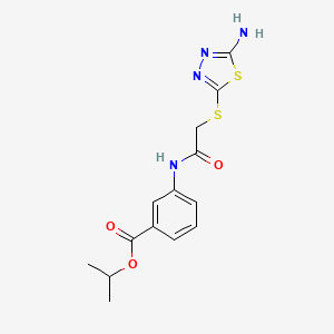 molecular formula C14H16N4O3S2 B5333751 isopropyl 3-({[(5-amino-1,3,4-thiadiazol-2-yl)thio]acetyl}amino)benzoate 