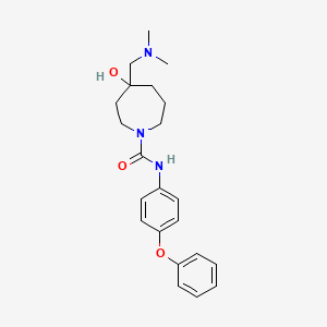 molecular formula C22H29N3O3 B5333775 4-[(dimethylamino)methyl]-4-hydroxy-N-(4-phenoxyphenyl)-1-azepanecarboxamide 