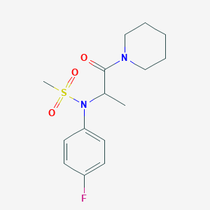 molecular formula C15H21FN2O3S B5333779 N-(4-fluorophenyl)-N-[1-oxo-1-(piperidin-1-yl)propan-2-yl]methanesulfonamide 