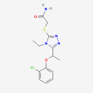 molecular formula C14H17ClN4O2S B5333786 2-({5-[1-(2-chlorophenoxy)ethyl]-4-ethyl-4H-1,2,4-triazol-3-yl}thio)acetamide 