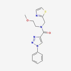 molecular formula C16H17N5O2S B5333835 N-(2-methoxyethyl)-1-phenyl-N-(1,3-thiazol-2-ylmethyl)-1H-1,2,3-triazole-4-carboxamide 