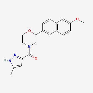 molecular formula C20H21N3O3 B5333863 2-(6-methoxy-2-naphthyl)-4-[(3-methyl-1H-pyrazol-5-yl)carbonyl]morpholine 