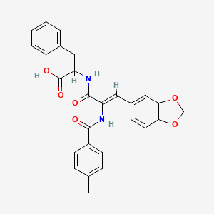 molecular formula C27H24N2O6 B5334022 N-{3-(1,3-benzodioxol-5-yl)-2-[(4-methylbenzoyl)amino]acryloyl}phenylalanine 