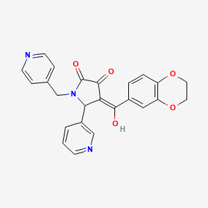 molecular formula C24H19N3O5 B5334115 4-(2,3-dihydro-1,4-benzodioxin-6-ylcarbonyl)-3-hydroxy-5-(3-pyridinyl)-1-(4-pyridinylmethyl)-1,5-dihydro-2H-pyrrol-2-one 